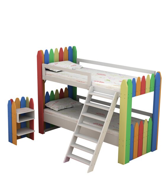 Buy Crayon Birch Wood Bunk Bed And Night Stand Casacraft By Pepperfry