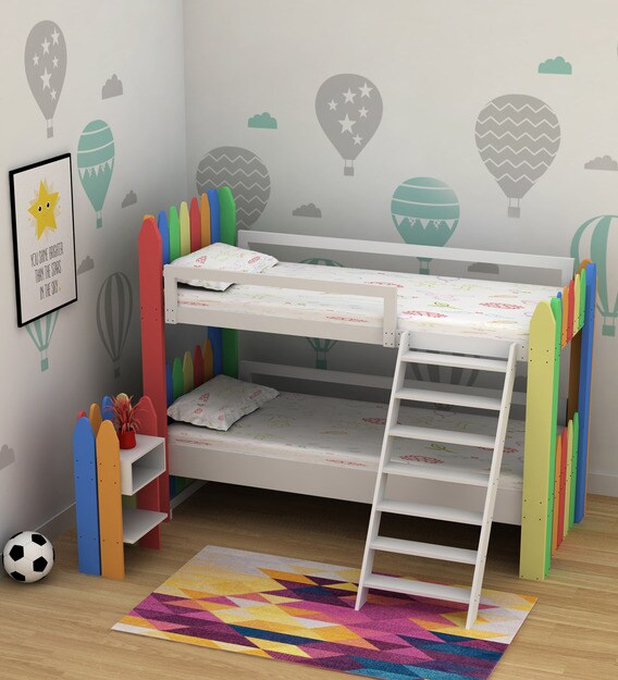 Buy Crayon Birch Wood Bunk Bed & Night Stand CasaCraft By Pepperfry