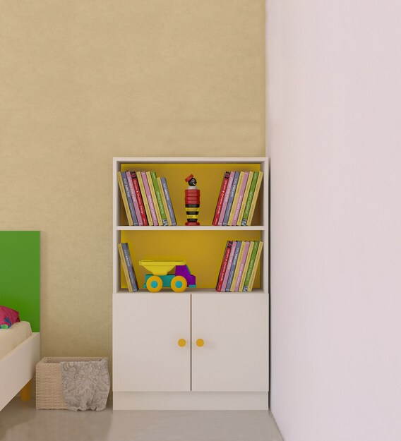 Buy Credenza Kid S Book Shelf Unit With Storage Cabinet In Mango Yellow Colour By Adona Online Kids Bookshelves Kids Furniture Kids Furniture Pepperfry Product