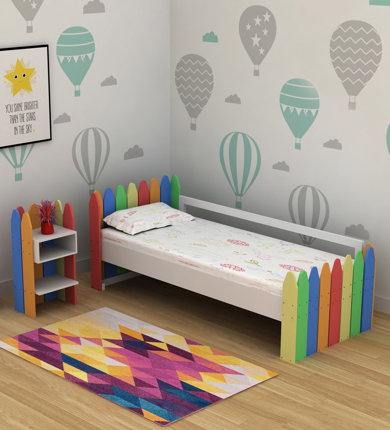 Buy Crayon Birch Wood Single Bed & Night Stand CasaCraft By Pepperfry