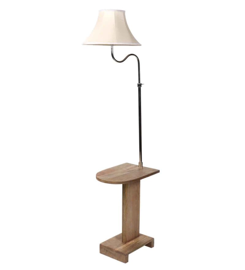 Buy Cream Fabric Shade Floor Lamp With Brown & Nickel Base By Sapphire