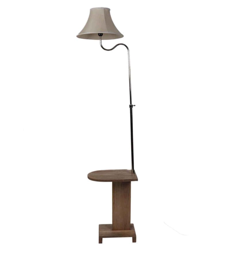 Buy Cream Fabric Shade Floor Lamp With Brown & Nickel Base By Sapphire