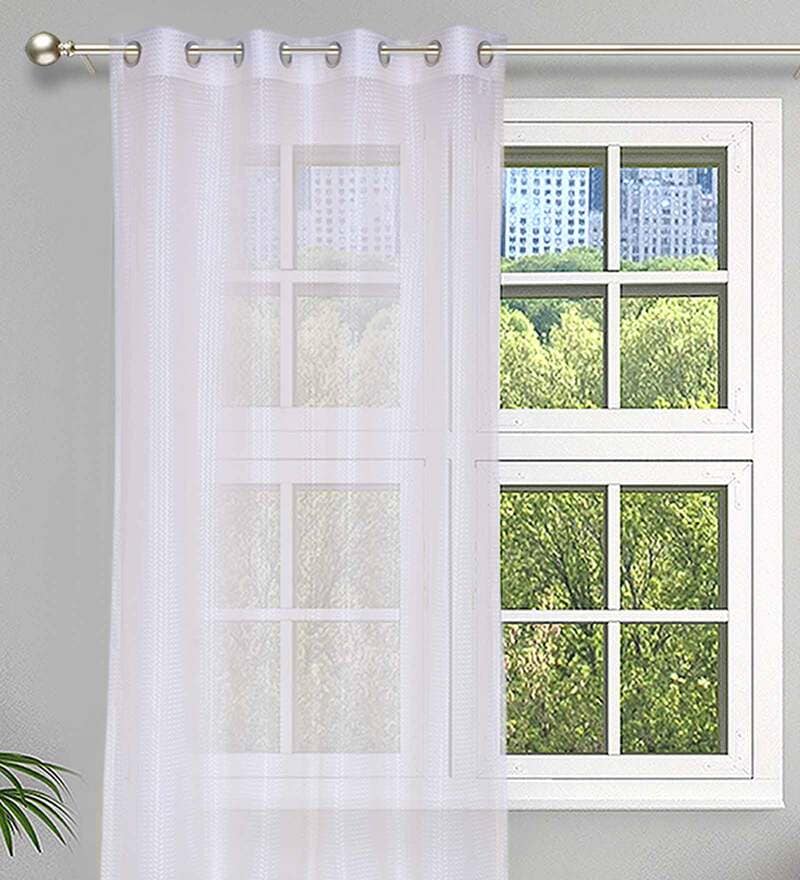 Buy White Tissue Sheer 5 Feet Eyelet Curtain Set Of 2 By The Conversion Online Solid Colour Window Curtains Window Curtains Furnishings Pepperfry Product