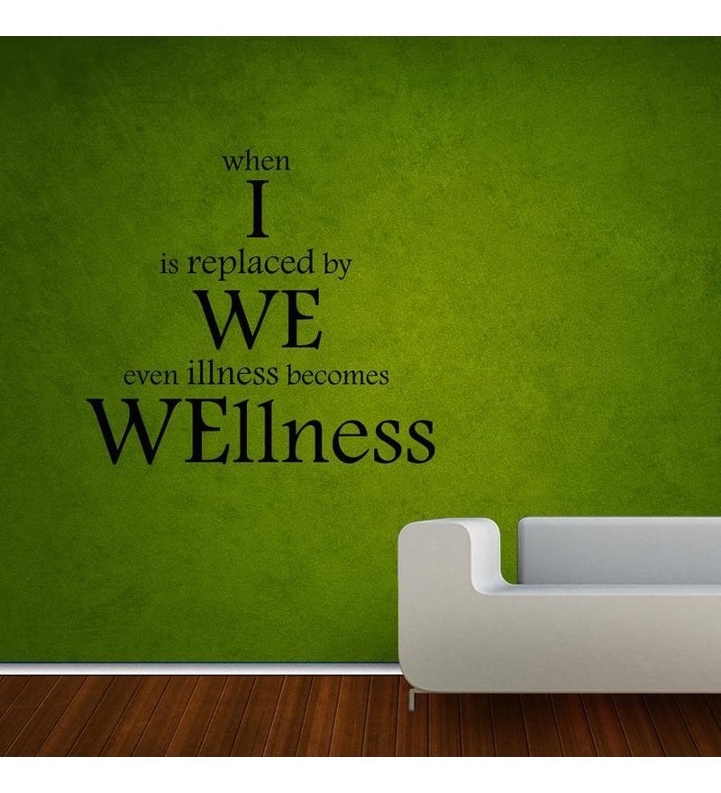Buy Creative Width I We Wellness Black Vinyl Wall Sticker & Decal