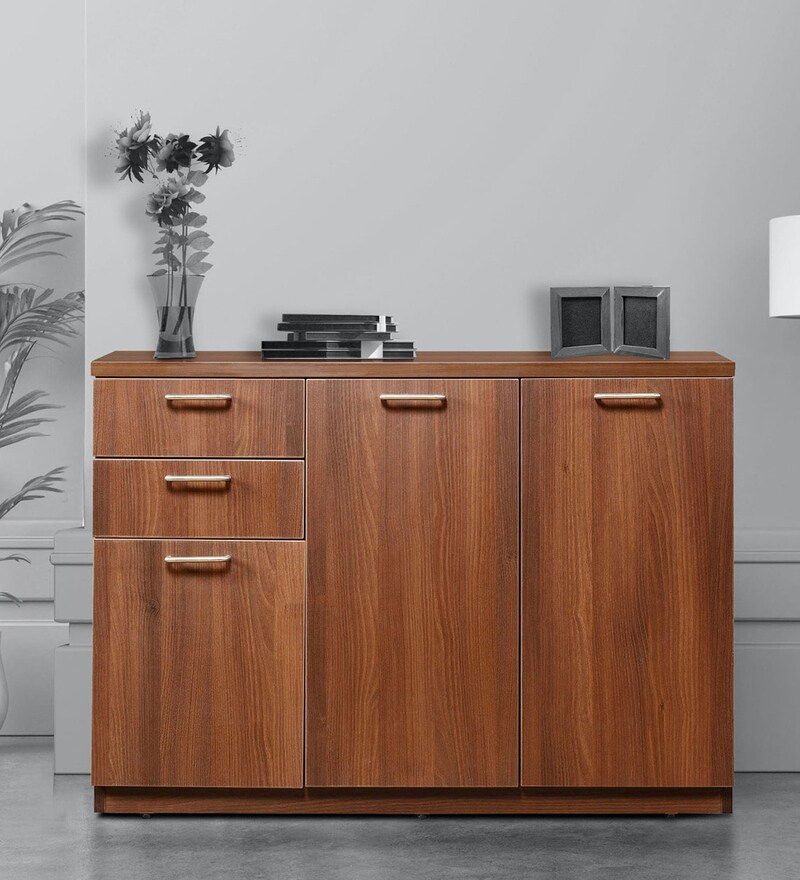 Buy Credenza & Sideboard with 3 Drawers in Walnut Finish by