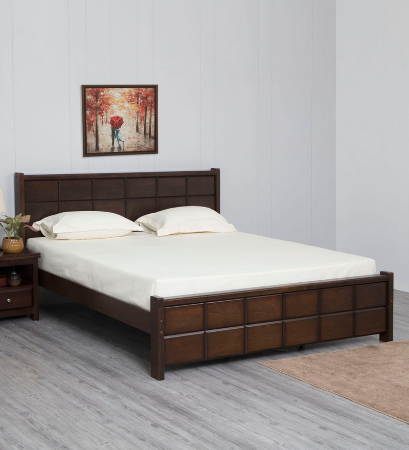 Buy Cresta King Size Bed Without Storage in Brown Colour by Home Centre
