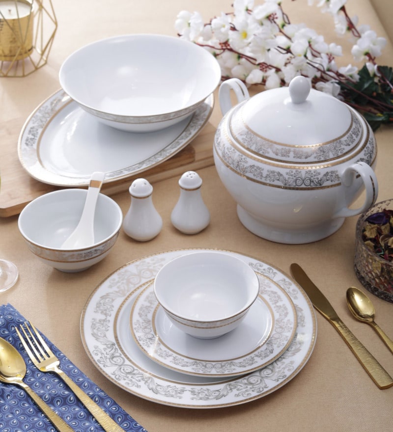 Crestwood Primrose Gold 37 Piece Dinner Set