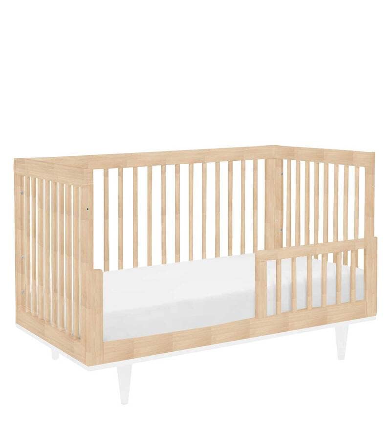 Buy Solid Wood Crib in Natural Finish with Convertible Bed Online