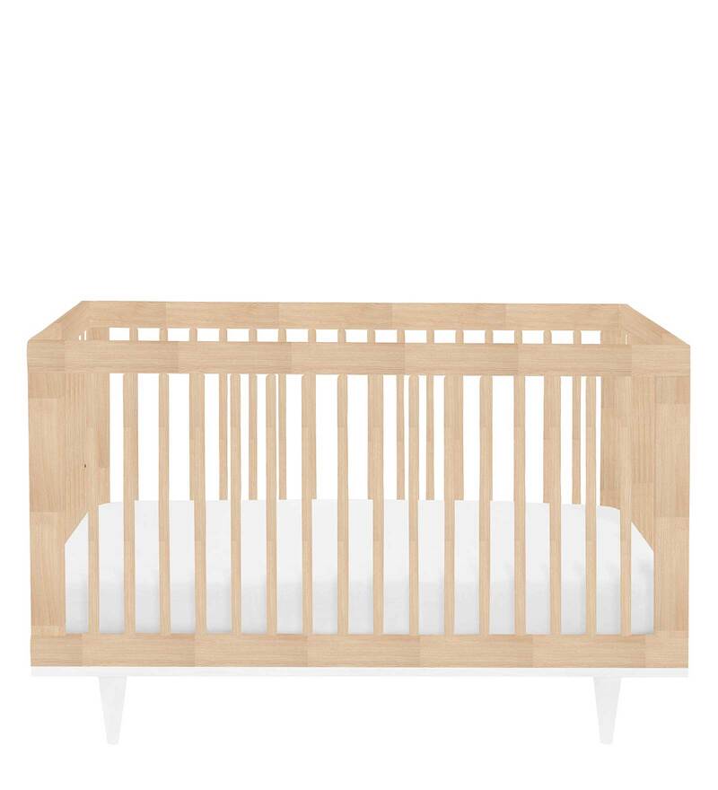 Buy Solid Wood Crib in Natural Finish with Convertible Bed Online