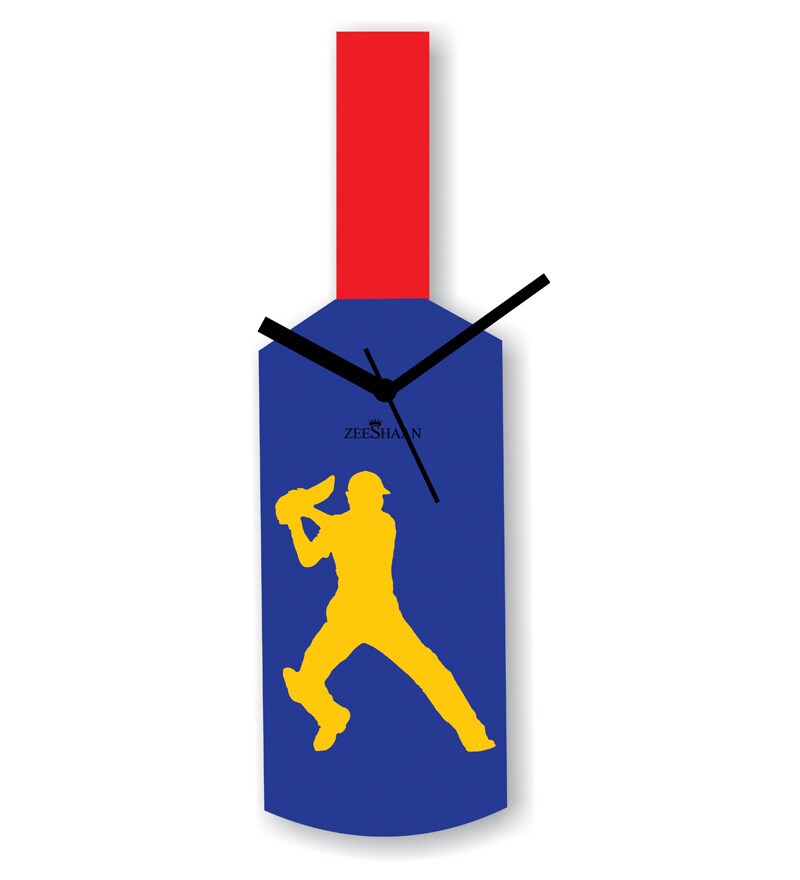 Buy Cricket Master Blaster Style Wall Clock Blue and Red Online Pop