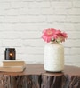 Crackled off White  Metal Vase