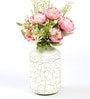 Crackled off White  Metal Vase
