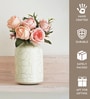 Crackled off White  Metal Vase