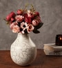 Crackled Small White Metal Vase
