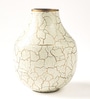Crackled Small White Metal Vase