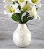 Crackled Small White Metal Vase