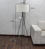 Cracko Black Base Metal Tripod Floor Lamp (Foot Switch) with White Cotton Shade