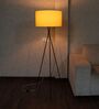 Cracko Black Base Metal Tripod Floor Lamp (Foot Switch) with Yellow Cotton Shade