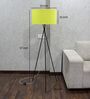 Cracko Black Base Metal Tripod Floor Lamp (Foot Switch) with Yellow Cotton Shade