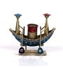 Metal Handpainted Decorative Boat Pen Stand Showpiece in Multicolor