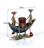 Metal Handpainted Decorative Boat Pen Stand Showpiece in Multicolor