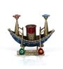 Metal Handpainted Decorative Boat Pen Stand Showpiece in Multicolor