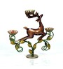 Metal Handpainted Decorative Deer Tea Light Showpiece in Multicolor