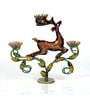 Metal Handpainted Decorative Deer Tea Light Showpiece in Multicolor