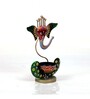Metal Handpainted Decorative Ganesh Tea Light Showpiece in Multicolor