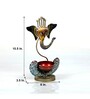 Metal Handpainted Decorative Ganesh Tea Light Showpiece in Multicolor