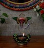 Metal Handpainted Decorative Ganesh Tea Light Showpiece in Multicolor