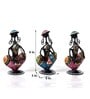 Metal Handpainted Decorative Lady Musician Showpiece Set of 3 in Multicolor