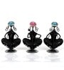 Metal Handpainted Decorative Lady Musician Showpiece Set of 3 in Multicolor