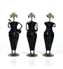Metal Handpainted Decorative Lady Musician Showpiece Set of 3 in Multicolor