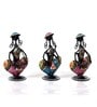 Metal Handpainted Decorative Lady Musician Showpiece Set of 3 in Multicolor