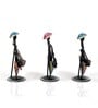 Metal Handpainted Decorative Lady Musician Showpiece Set of 3 in Multicolor