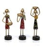 Metal Handpainted Decorative Lady Tea Light Set of 3 Showpiece in Multicolor