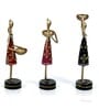 Metal Handpainted Decorative Lady Tea Light Set of 3 Showpiece in Multicolor