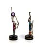 Metal Handpainted Decorative Musician Couple Showpiece Set of 2 in Multicolor