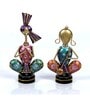 Metal Handpainted Decorative Musician Couple Showpiece Set of 2 in Multicolor