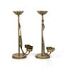 Metal Handpainted Decorative Peacock Tea Light Set of 2 Showpiece in Multicolor