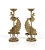 Metal Handpainted Decorative Peacock Tea Light Set of 2 Showpiece in Multicolor
