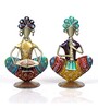 Metal Handpainted Decorative Sardar Musician Showpiece Set of 2 in Multicolor
