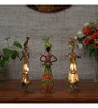 Metal Handpainted Decorative Sardar Musician Showpiece Set of 3 in Multicolor