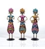 Metal Handpainted Decorative Sardar Musician Showpiece Set of 3 in Multicolor
