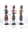 Metal Handpainted Decorative Sardar Musician Showpiece Set of 3 in Multicolor