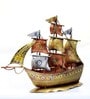 Metal Handpainted Decorative Ship Showpiece in Golden Color