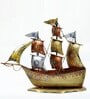 Metal Handpainted Decorative Ship Showpiece in Golden Color