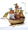 Metal Handpainted Decorative Ship Showpiece in Golden Color