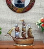 Metal Handpainted Decorative Ship Showpiece in Golden Color